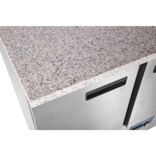 Polar G-Series 3 Door Counter Fridge with Granite Work Top - 368Ltr