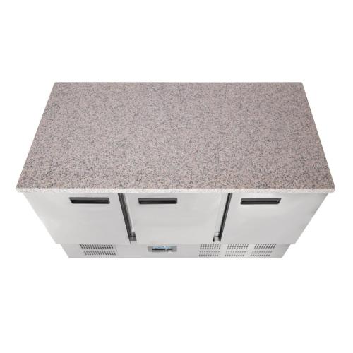 Polar G-Series 3 Door Counter Fridge with Granite Work Top - 368Ltr