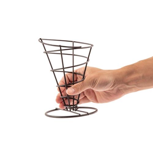 Olympia French Fry Holder Black Wire Cone - 175x115mm 6 9/10x 4 1/2"
