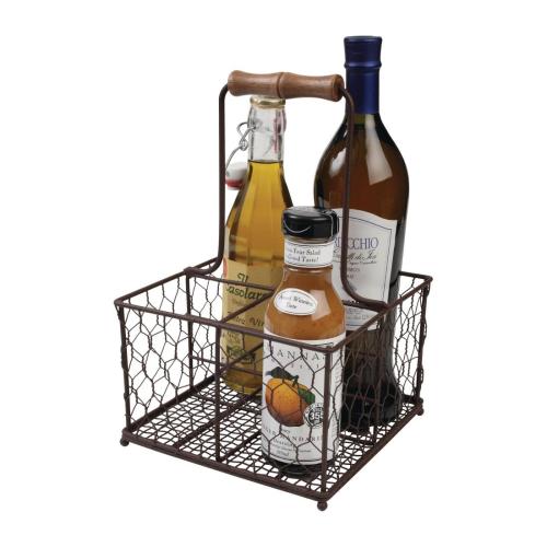 T&G Provence Wire Four Sauce Bottle Holder Brown - 197x197x300mm