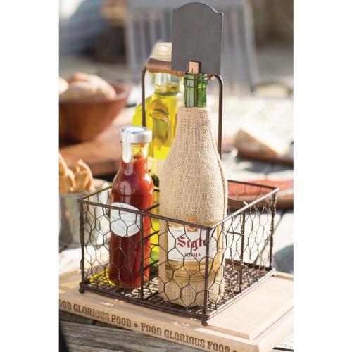 T&G Provence Wire Four Sauce Bottle Holder Brown - 197x197x300mm
