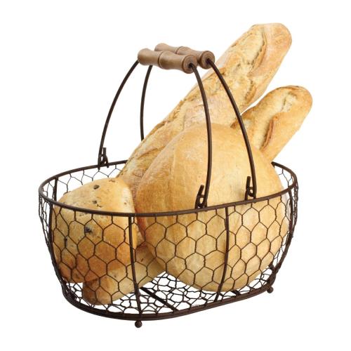 T&G Provence Wire Oval Basket with Handles Brown - 295x215(d)x127(h)mm