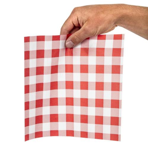 Red Gingham Greaseproof Paper - 250x250mm (Pack 200)