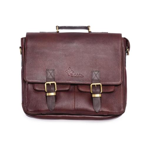 Boldric Brown Messenger Leather Knife Bag 10 Pocket