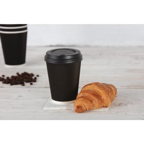 Fiesta Recyclable Hot Cup Ripple Wall Black 12oz (Sleeve 25)