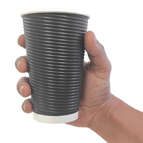 Fiesta Recyclable Hot Cup Ripple Wall Black 16oz (Sleeve 25)