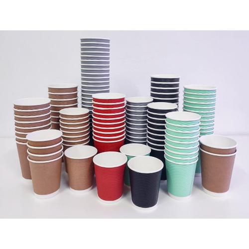 Fiesta Recyclable Hot Cup Ripple Wall Black 8oz (Box 500)