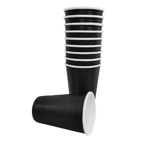 Fiesta Recyclable Hot Cup Ripple Wall Black 16oz (Box 500)