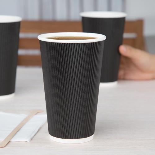 Fiesta Recyclable Hot Cup Ripple Wall Black 16oz (Box 500)