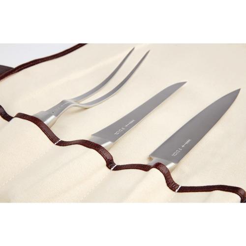 Boldric Brown One Buckle Leather Knife Roll 8 Pocket