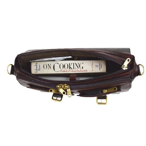 Boldric Brown Messenger Leather Knife Bag 10 Pocket