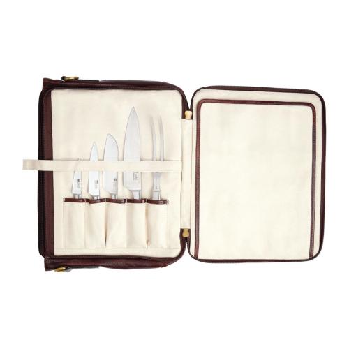 Boldric Brown Messenger Leather Knife Bag 10 Pocket