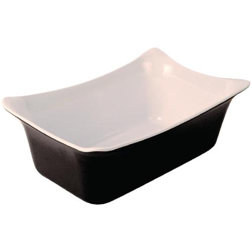 Fleur Crock Black/White Melamine SF - GN 1/4 2Ltr 265x162x100mm