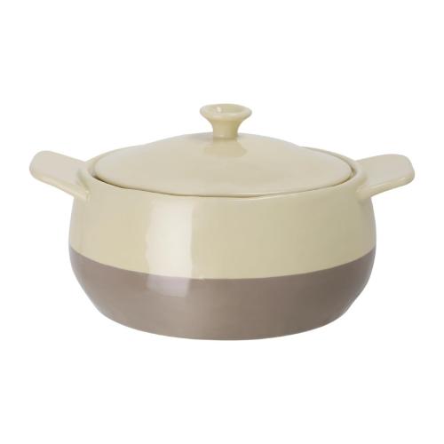 Olympia Cookware Round Eared 2-tone Baker 90x240x190mm 1.8Ltr 64oz Cream/Grey