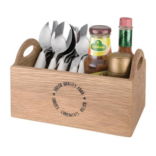 Olympia Oak Utensil Holder - 230x145x135mm 9x 5 7/10x 5 1/3"  FSC 100%