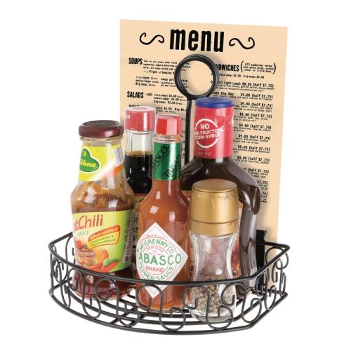 Olympia Black Wire Condiment Holder for Menus - 230x215x155mm 9x 8 1/2x 6 1/10"