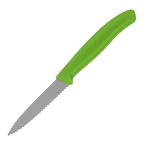 Victorinox Swiss Classic Green Handle Paring Knife Pointed Tip Wavy Edge - 8cm