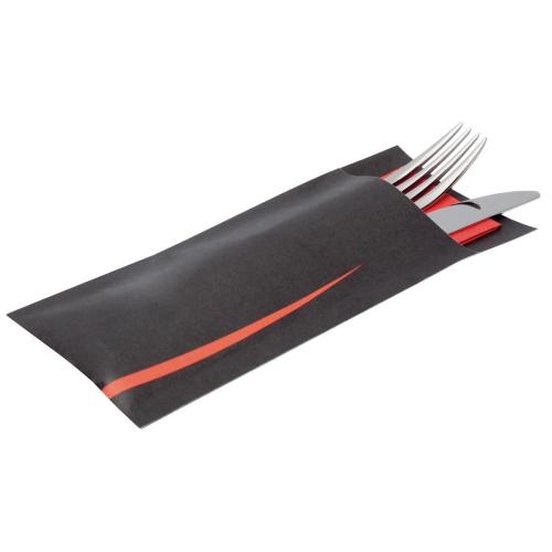 Europochette Bari Red Cutlery Pouch with Napkin (Pack 125)