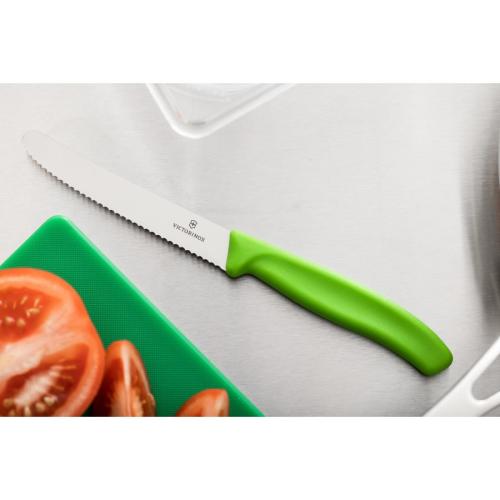 Victorinox Swiss Classic Green Handle Tomato/Table Knife Wavy Edge - 11cm