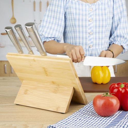 Vogue Magnetic Knife Stand Bamboo - 190x140x245mm 7 1/2x 5 1/2x 9 2/3"