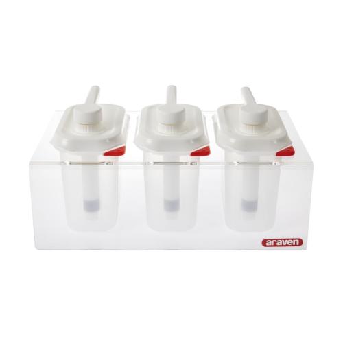 Araven Set of 3 Sauce Dispensers Transparen - GN 1/9 1.5Ltr