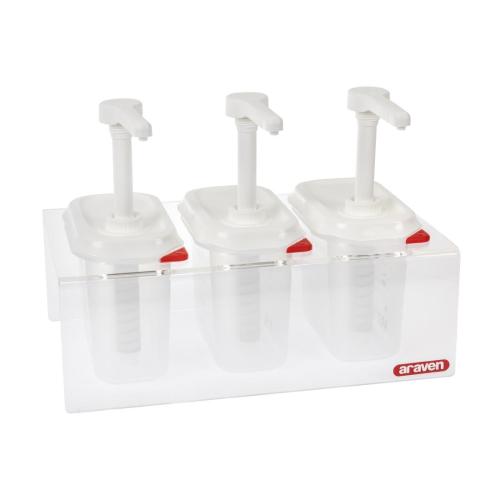 Araven Set of 3 Sauce Dispensers Transparen - GN 1/9 1.5Ltr