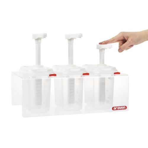 Araven Set of 3 Sauce Dispensers Transparen - GN 1/9 1.5Ltr