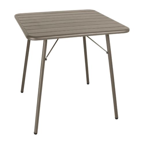 Bolero Slatted Square Steel Table Coffee - 700mm