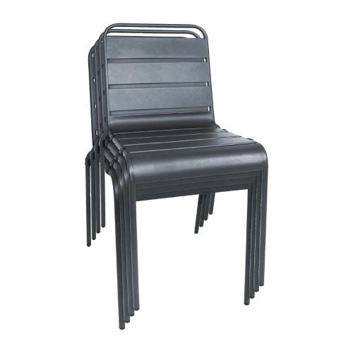 Bolero Amalfi Slatted Steel Side Chairs Grey (Set 4)