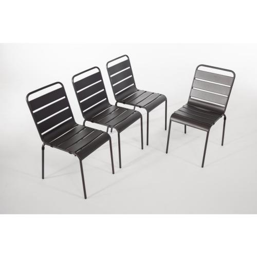 Bolero Amalfi Slatted Steel Side Chairs Grey (Set 4)