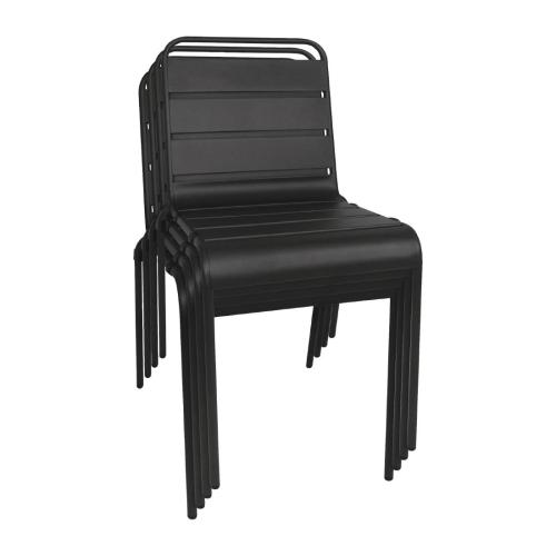 Bolero Amalfi Slatted Steel Side Chairs Black (Set 4)