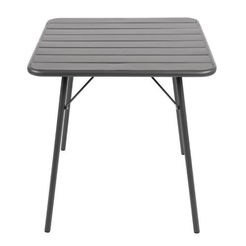 Bolero Amalfi Slatted Square Steel Folding Table Grey - 700mm