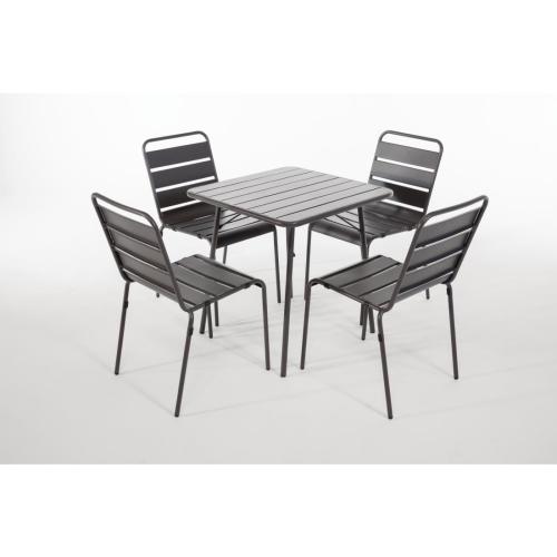 Bolero Amalfi Slatted Square Steel Folding Table Grey - 700mm