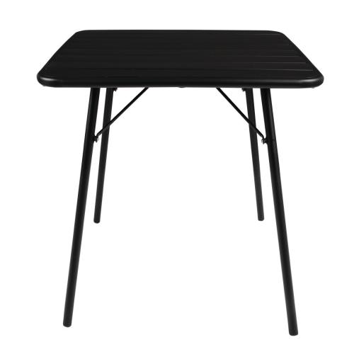 Bolero Amalfi Slatted Square Steel Folding Table Black - 700mm