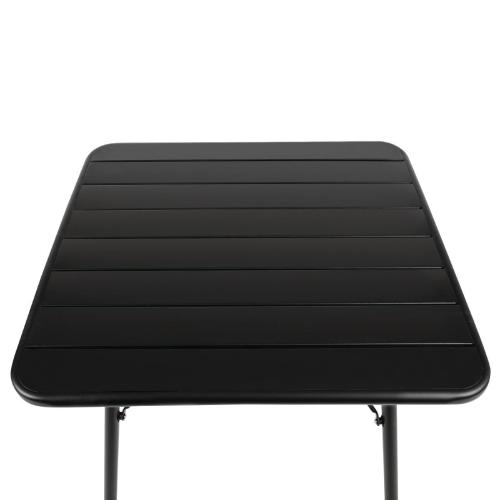 Bolero Amalfi Slatted Square Steel Folding Table Black - 700mm