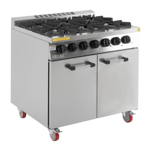 Buffalo 6 Burner Gas Oven Range with Castors (Nat/Pro)