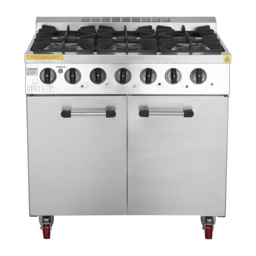 Buffalo 6 Burner Gas Oven Range with Castors (Nat/Pro)
