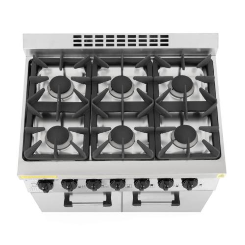 Buffalo 6 Burner Gas Oven Range with Castors (Nat/Pro)