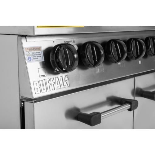 Buffalo 6 Burner Gas Oven Range with Castors (Nat/Pro)