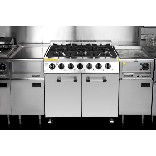 Buffalo 6 Burner Gas Oven Range with Castors (Nat/Pro)