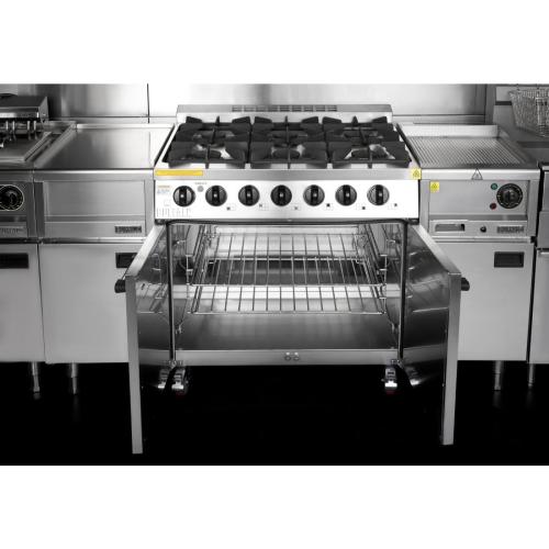 Buffalo 6 Burner Gas Oven Range with Castors (Nat/Pro)