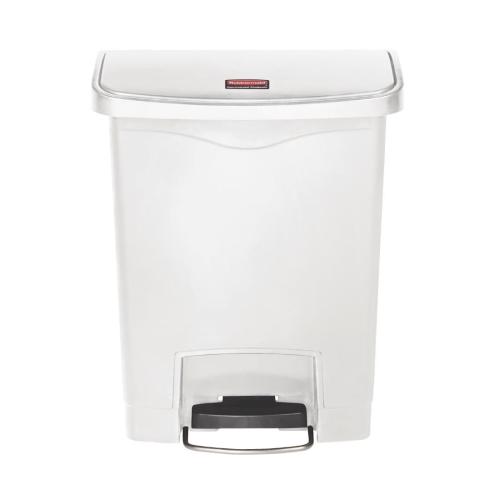 Rubbermaid Slim Jim Step on Resin Front Pedal White - 30Ltr