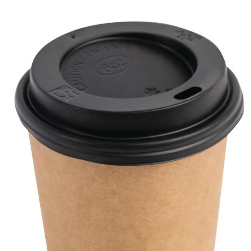 Fiesta Recyclable Lid For Hot Cups- Black 8oz (Pack 50)