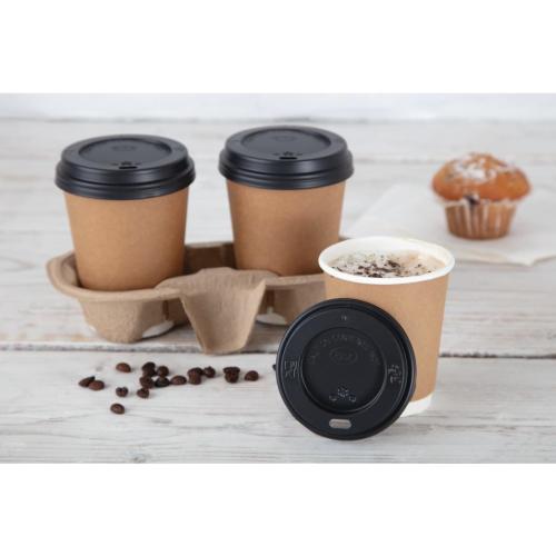 Fiesta Recyclable Lid For Hot Cups- Black 8oz (Pack 50)