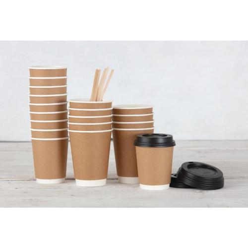 Fiesta Recyclable Lid For Hot Cups- Black 8oz (Pack 1000)