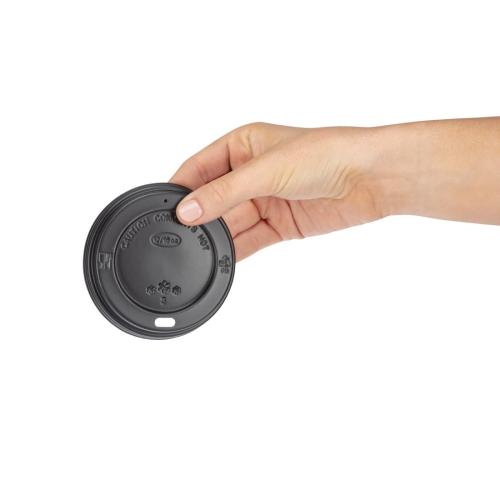Fiesta Recyclable Lid For Hot Cups- Black 12oz/16oz (Pack 50)