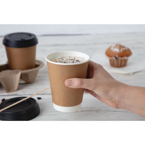Fiesta Recyclable Lid For Hot Cups- Black 12oz/16oz (Pack 50)