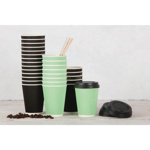 Fiesta Recyclable Lid for Hot Cups- Black 12oz /16oz (Pack 1000)