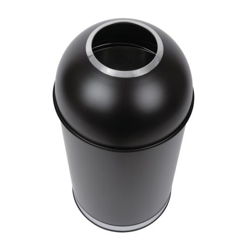 Bolero Bullet Bin Stainless Steel with Open Lid Black - 40Ltr