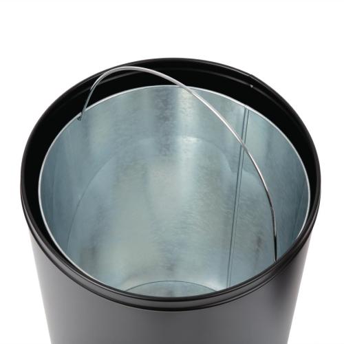 Bolero Bullet Bin Stainless Steel with Open Lid Black - 40Ltr